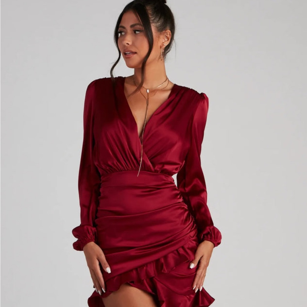 Elegant Red Satin Dress